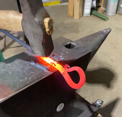 hot forged steel on anvil